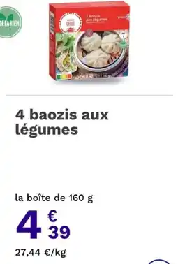 Picard Picoa 4 baozis aux légumes offre