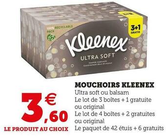 Super U Kleenex mouchoirs offre
