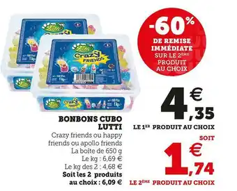 Super U Lutti bonbons cubo offre