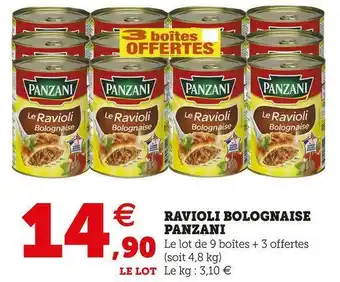 Super U Panzani ravioli bolognaise offre