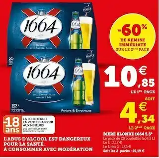 Super U 1664 biere blonde 5,5° offre