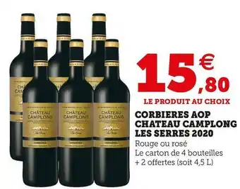 Super U Chateau camplong les serres corbieres aop 2020 offre
