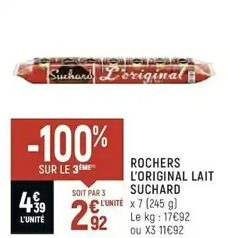 Spar Suchard rochers l’original lait offre
