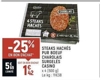 Spar Casino steaks hachés pur boeuf charolais surgelés offre