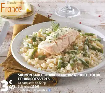 Auchan Saumon sauce beurre blanc riz à l'huile d'olive et haricots verts offre