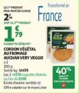 Auchan Supermarché AUCHAN VERY VEGGIE CORDON VÉGÉTAL AU FROMAGE offre