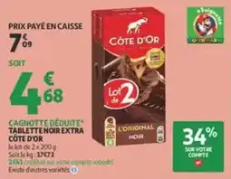 Auchan Supermarché CÔTE D'OR TABLETTE NOIR EXTRA offre