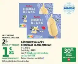 Auchan Supermarché Auchan Bâtonnets glacés Chocolat blanc offre