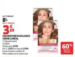 Auchan Supermarché L'ORÉAL COLORATION EXCELLENCE CRÈME offre
