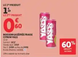Auchan Supermarché YASS Boisson gazéifiée fraise citron offre