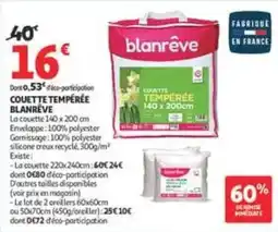 Auchan Supermarché blanrêve COUETTE TEMPÉRÉE offre