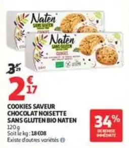 Auchan Supermarché Naten Cookies saveur chocolat noisette sans gluten bio offre