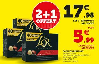 Super U L'or cafe espresso offre