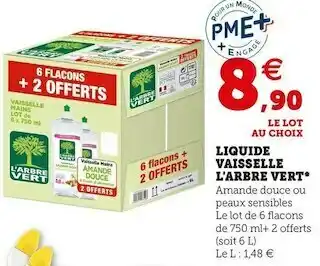 Super U L'arbre vert liquide vaisselle* offre