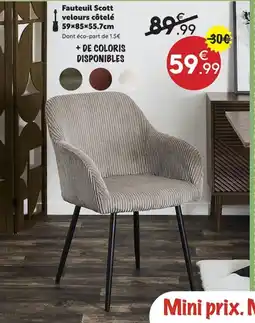 Maxi Bazar Fauteuil scott velours cotele offre