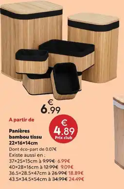 Maxi Bazar Panières bambou tissu offre