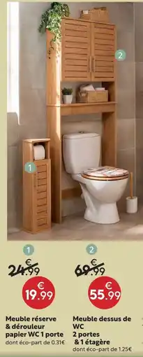 Maxi Bazar Meuble réserve & dérouleur papier WC 1 porte offre