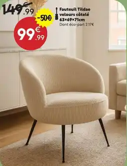 Maxi Bazar Fauteuil Tildae velours coetele offre