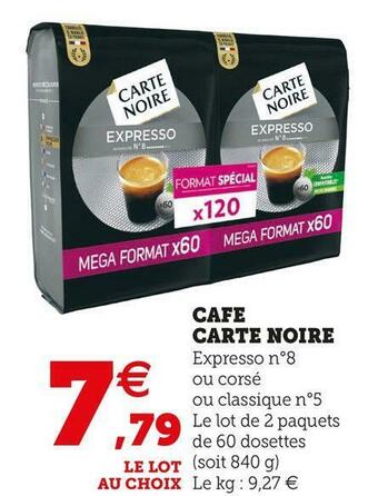 Super U Carte noire cafe offre