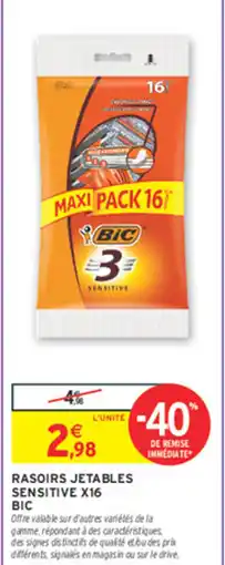 Intermarché Contact BIC RASOIRS JETABLES SENSITIVE offre