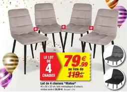 Bazarland Lot de 4 chaises mateo offre