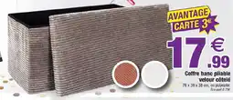 Bazarland Coffre banc pliable velour côtelé offre