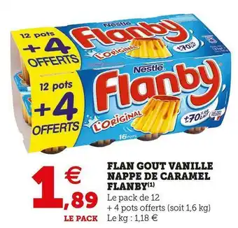 Super U Flanby flan gout vanille nappe de caramel offre