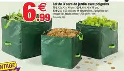 Bazarland Lot de 3 sacs de jardin avec poignées offre