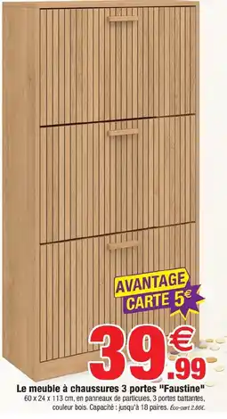 Bazarland Faustine meuble à chaussures 3 portes offre