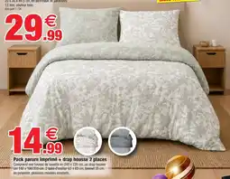 Bazarland Pack parure imprimé + drap housse 2 places offre