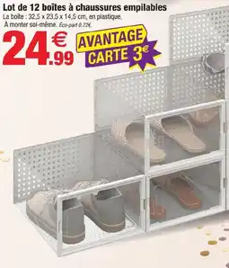 Bazarland Lot de 12 boîtes à chaussures empilables offre