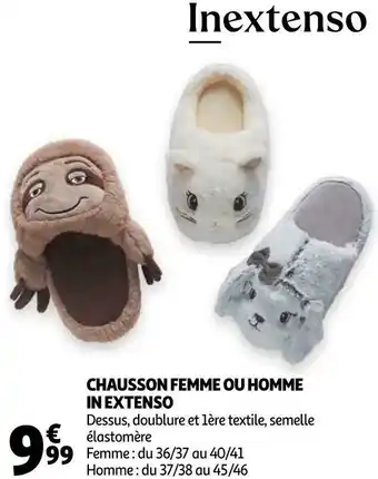 Auchan In extenso chausson femme ou homme offre