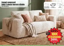 Maxi Bazar Canapé compressé solka 3 places fourrure côtelée offre