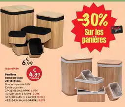 Maxi Bazar Panières bambou tissu offre