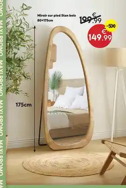 Maxi Bazar Miroir sur pied stan bois offre