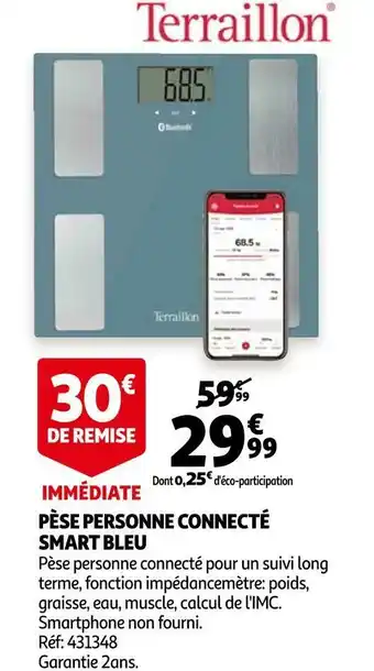 Terraillon pèse personne connecté smart bleu