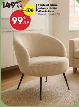 Maxi Bazar Fauteuil tildae velours côtelé offre