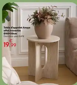 Maxi Bazar Table d’appoint anaya effet travertin offre