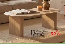 Maxi Bazar Table basse anaya effet travertin offre