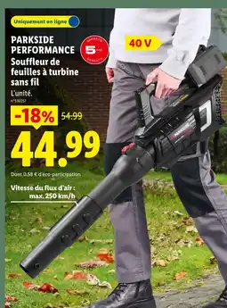 Lidl Parkside performance souffleur de feuilles à turbine sans fil offre
