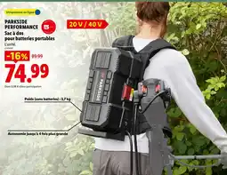 Lidl Parkside performance sac à dos pour batteries portables offre