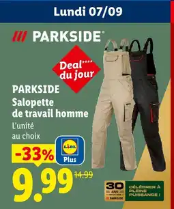 Lidl Parkside salopette de travail homme offre