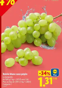 Lidl Raisin blanc sans pépin offre