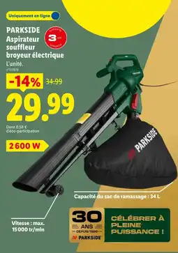 Lidl Parkside aspirateur souffleur broyeur électrique offre