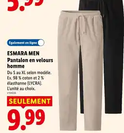 Lidl Esmara men pantalon en velours homme offre
