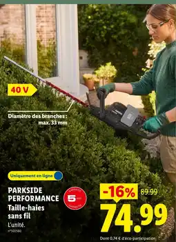 Lidl Parkside performance taille-haies sans fil offre