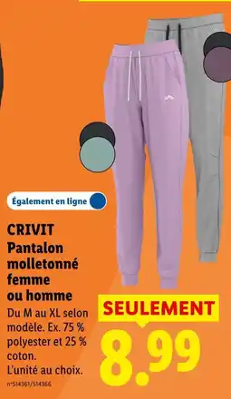 Lidl Crivit pantalon molletonné femme offre