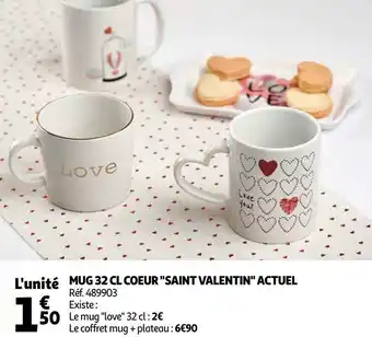 Auchan Actuel mug 32 cl coeur "saint valentin" offre