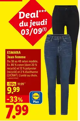 Lidl Esmara jean femme offre