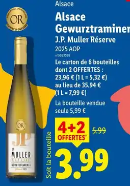 Lidl J.p. muller alsace gewurztraminer offre